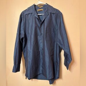Milano Uomo Slate Blue button down long sleeve Shirt